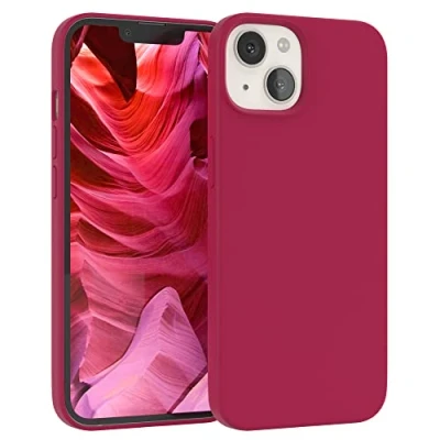 Abbildung von EAZY CASE Premium Silikon Handyhülle kompatibel mit iPhone 13, Slimcover Kameraschutz und Innenfutter, Silikonhülle, Schutzhülle, Bumper, Handy Case, Hülle, Softcase, Beere