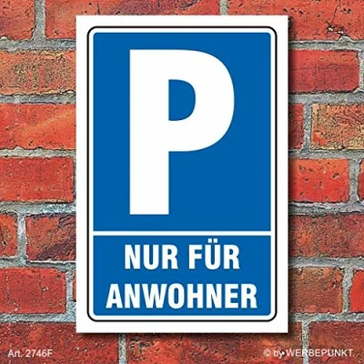 Abbildung von WERBEPUNKT. Schild Parken, Parkplatz, Nur für Anwohner, 3 mm Alu Verbund 600 x 400