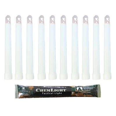 Abbildung von Cyalume Technologies Leuchtstab 15 cm, Original Militärische ChemLight Lightsticks In Weiß (10 er Pack), Hohe Brenndauer Von 8 Stunden, 100% Konform Mit Den NATO Spezifikationen, SA9 1027078AM