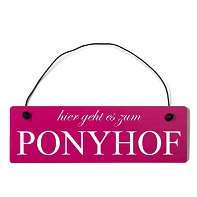 Abbildung von Homeyourself Hier geht es zum Ponyhof Dekoschild Türschild pink mit Draht