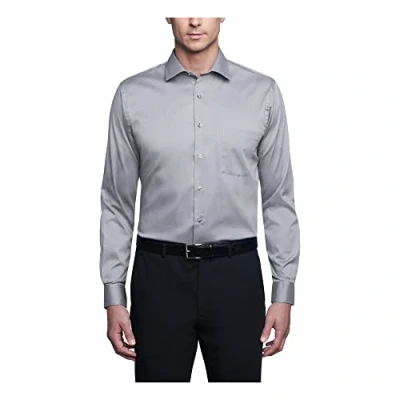 Abbildung von Van Heusen Herren Kleid Regular Fit Flex Kragen Stretch Solid Klassisches Hemd, Grau (Grey Mist), 42 cm Hals 86 89 Ärmel
