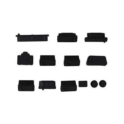 Abbildung von Futheda 13 Stück / 1 Set Universal Laptop Notebook Silikon Anti Staub Stecker Anschlüsse Abdeckung Kappe Schutzstopfen Kompatibel mit USB Computer Zubehör Schwarz