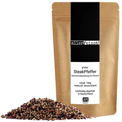 Abbildung von allerFeinst! grober Steakpfeffer Premium Gewürzzubereitung für Fleisch Rubs Dips, 1er Pack (1 x 150g)