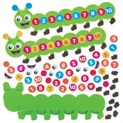 Abbildung von Baker Ross FN108 Zählende Raupen Bausätze 5er Pack, MINT, Naturwissenschaften, Mathematik und Lernhilfen für Kinder Schulen