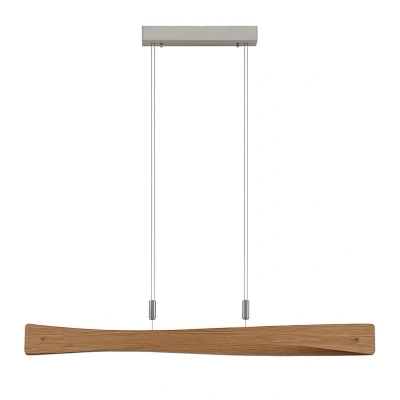 Abbildung von Lindby Hängeleuchte Beazina, dimmbar, LED Leuchtmittel fest verbaut, warmweiß, Modern, Stahl, Eichenholz, nickel matt, holz hell, 1 flammig, inkl.