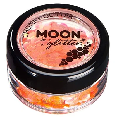 Abbildung von Schillernder grober Glitzer von Moon Glitter 100% kosmetische für Gesicht, Körper, Nägel, Haare und Lippen 3g Orange