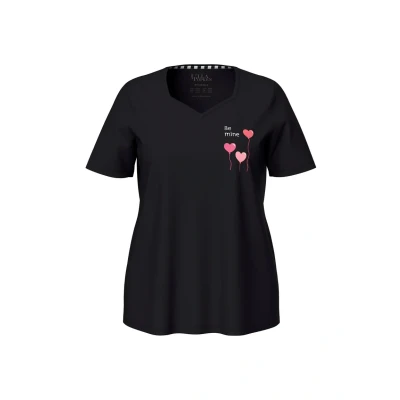 Abbildung von Ulla Popken Mixandmatch Short Sleeve Nachtwäsche Shirt, Damen, Größe: 50/52, Black