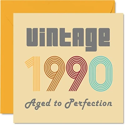 Abbildung von Geburtstagskarten zum 34. Geburtstag für Männer und Frauen Vintage 1990 Aged To Perfection 34 Lustig Sie Ihn 145 mm x Glückwunschkarten