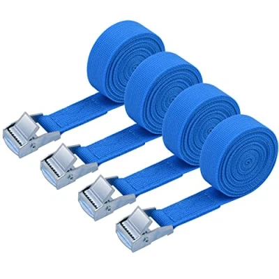 Abbildung von URAQT Spanngurt Befestigungsgurt, 4 x 150kg 2 Meters Ratschenspanngurt Breite 20mm Zurrgurt, Verstellbare Befestigungsriemen mit Klemmschloss für Transport, Fracht, Gepäck, Camping （Blau）