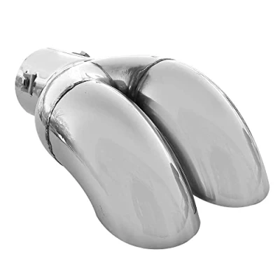 Abbildung von Universell Auspuffblende Gebogen Endrohr Edelstahl Auto Endrohrblenden Auspuffendrohr Auspuffrohr Tuning Schalldampf Blende Sport Rund Chrom