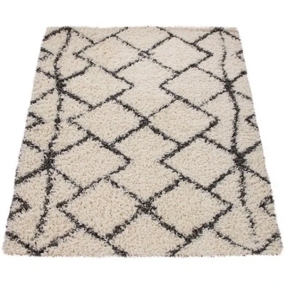 Abbildung von Hochflor Teppich Kalmar 450, Paco Home, rechteckig, Höhe: 44 mm, Shaggy, Scandi Design, modernes Rauten Muster, weich &amp; kuschelig