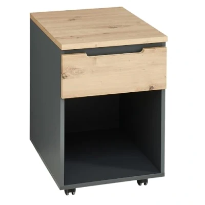 Abbildung von Lomadox Rollcontainer mit 1 Schublade, Graphit Eiche