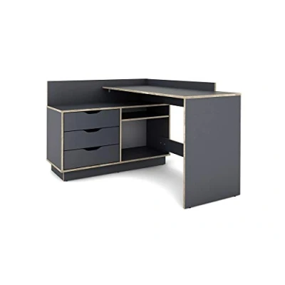 Abbildung von byLIVING Winkelschreibtisch Belfast , links oder rechts montierbar, anthrazit/Sonoma Eiche, Holzwerkstoff Spanplatte, B 129, H 83,5, T 105 cm