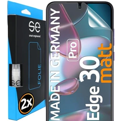 Abbildung von S.E für Motorola Edge 30 Pro Folie, matt entspiegelt, 2X Full Screen, Positionierhilfe, Schutzfolie, Matte Displayfolie, Schutzfolie aus Deutschland