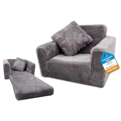 Abbildung von Odolplusz Kindersessel Mini Sessel Kinderstuhl Relaxsessel Kuschelsessel (Graphit), Ergonomisch
