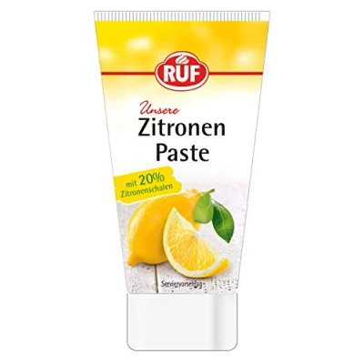Abbildung von RUF Zitronenpaste, Aromapaste in der Dosier Tube, mit natürlichem Zitronen Aroma, zum Aromatisieren von Kuchen &amp; Tortencremes, glutenfrei, vegan, 50g