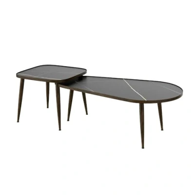 Abbildung von Vicco Couchtisch Set Manitoba, Schwarz, 105 x 35 cm 2 Teile
