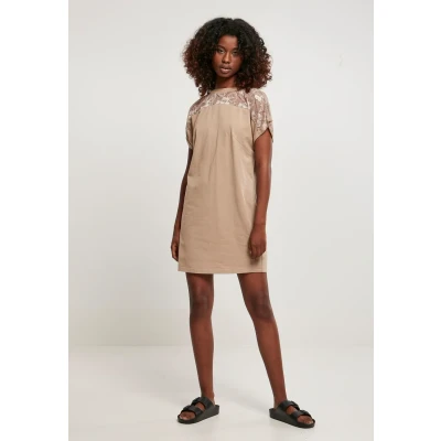 Abbildung von Urban Classics Ladies LACE TEE Dress Freizeitkleid, Damen, Größe: Small, Softtaupe