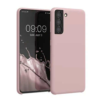 Abbildung von kwmobile Hülle kompatibel mit Samsung Galaxy S21 Silikon Handy Case Handyhülle weiche Oberfläche kabelloses Laden Altrosa matt