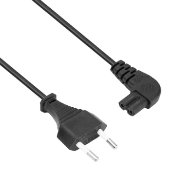 Abbildung von ACT C7 Kabel 2m, Euro Netzkabel Stromkabel Type C Eurostecker auf Buchse (gewinkelt Links/rechts), Kleingerätekabel PS4/PS5, TV, Drucker AK5019