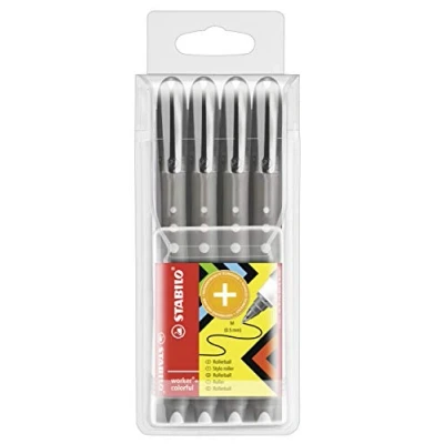 Abbildung von Tintenroller STABILO worker+ colorful medium 4er Pack schwarz