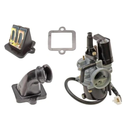 Abbildung von SET: Vergaser Ansaugstutzen Membranblock für Peugeot Speedfight 3 &amp; 4, Streetzone, Citystar, Django, JetForce, Kisbee, Ludix, Vivacity 50 2T Inkl. E Choke