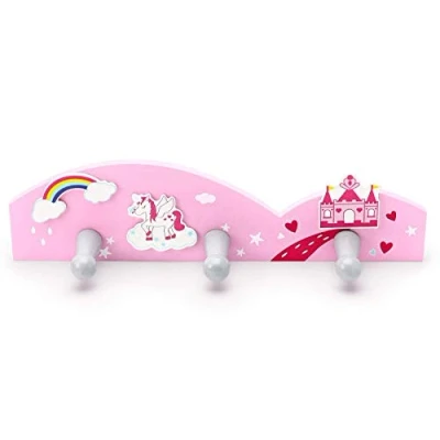 Abbildung von Mousehouse Gifts Kinder Garderobenleiste mit 3 Haken Einhorn für Mädchen