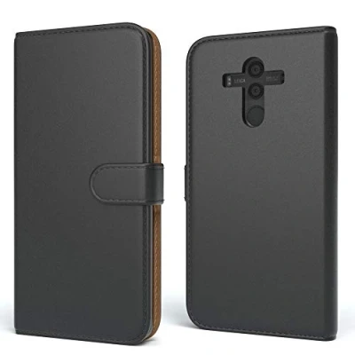 Abbildung von EAZY CASE Tasche kompatibel mit Huawei Mate 10 Pro Schutzhülle Standfunktion Klapphülle im Bookstyle, Handytasche Handyhülle Flip Cover Magnetverschluss und Kartenfach, Kunstleder, Schwarz