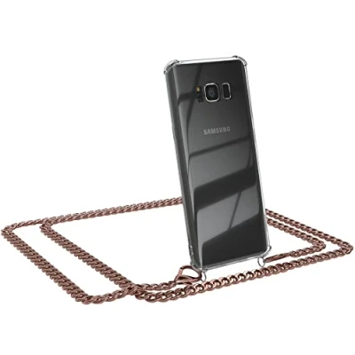 Abbildung von EAZY CASE Handykette kompatibel mit Samsung Galaxy S8 Handyhülle Metal Umhängeband und Ersatz Kordel schwarz, Handykordel Schutzhülle, Stylische Kette, Rose