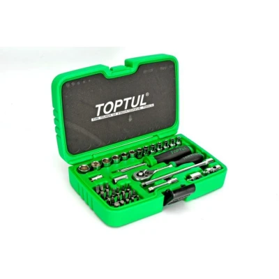 Abbildung von TOPTUL GCAI4102 Steckschlüsseleinsatz Set 41 Schlitz, Sechskant, Torx TR, Kreuzschlitz (PH) 1/4 mit Ratschenfunktion