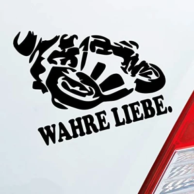 Abbildung von Hellweg Druckerei Motorrad Wahre Liebe Moped Bike Mopped JDM Auto Aufkleber Sticker Heckscheibenaufkleber