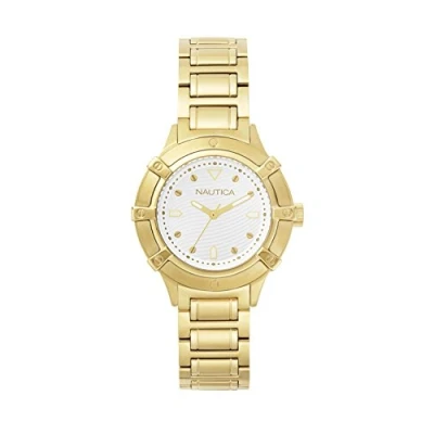 Abbildung von Nautica Damen Datum klassisch Quarz Uhr mit Edelstahl Armband NAPCPR004