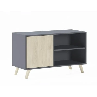 Abbildung von Skraut Home TV Schrank für Wohnzimmer 57 x 95 40 cm geeignet 32/40&quot; Fernseher Modell Wind 100 Grau Puccini Farbe Flügeltür