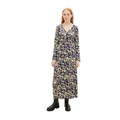 Abbildung von TOM TAILOR Denim Damen 1038149 Kleid mit Knopfleiste &amp; Muster, 32418 lilac Green Flower Print, XXL
