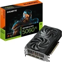 Abbildung von Gigabyte GeForce RTX 5060 Ti WINDFORCE MAX OC 16G Grafikkarte 16 GB GDDR7, 128 Bit, PCI E 5.0, 2587 MHz Kernfrequenz, 3 x DisplayPort, 1 HDMI, NVIDIA DLSS 4, GV N506TWF2MAX 16GD