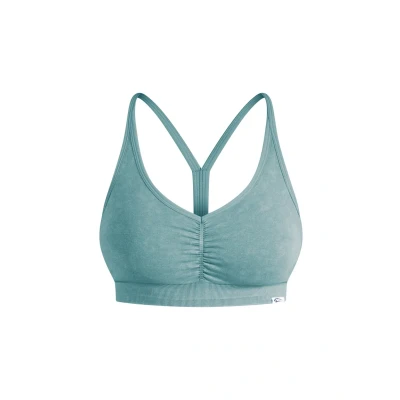 Abbildung von Smilodox Batik Scrunch Sportbh mit leichter Stützkraft, Damen, Größe: Small, Dunkelgrün