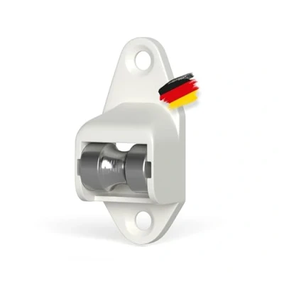 Abbildung von BAUHELD® Schnurführung Rollladen [Made in Germany] Mini Schnurfuehrung mit Leitrolle aus Stahl [1 Stück] Für Schnurwickler bis 4,5mm Rolladen Schnur Langzeitlauf Lochabstand 40mm Weiß