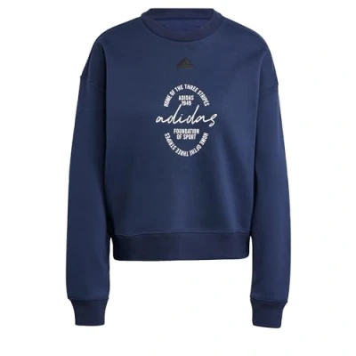 Abbildung von Signature Graphic Print Fleece Loose Sweatshirt, Langarm IY1457