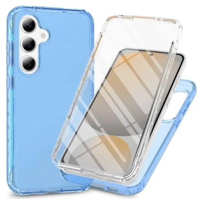 Abbildung von XINNI Hülle für Samsung Galaxy S24 FE, 360 Grad Stoßfeste Schutzhülle mit Integriertem Bildschirmschutz, Robuster Bumper Outdoor Full Body Case, Blau