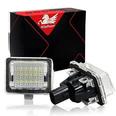 Abbildung von WinPower LED Kennzeichenbeleuchtung Glühbirnen Nummernschildbeleuchtung Lampe 3582 SMD mit CanBus Fehlerfrei 6000K Xenon kaltweiß für 2012 2014 W204 (5 Türen)/W212/W216/W221/W207 usw., 2 Stücke