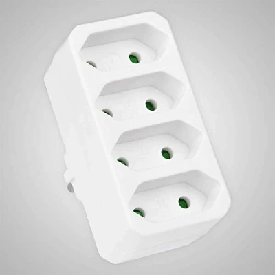 Abbildung von HEITECH 4 Fach Steckdosenadapter TÜV geprüfte Mehrfachsteckdose ohne Schalter, Belastbarkeit bis max. 2300W Adapterstecker Mehrfachstecker