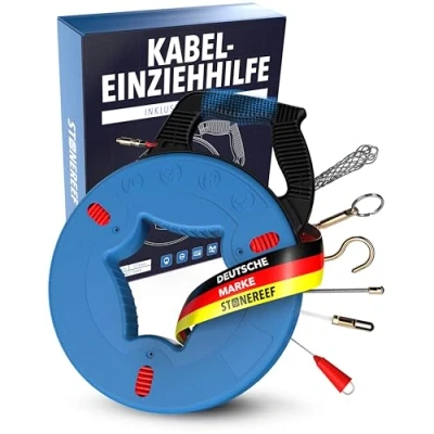 Abbildung von STONE REEF Einziehspirale 30m Kabeleinziehhilfe, mit Einziehfeder, Einziehhilfe für Leerrohre, Kabeleinzugshilfe Leerrohr, Zugdraht, Kabelzieher Kabel &amp; Elektroinstallationen