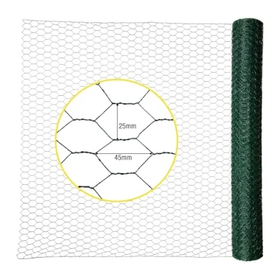 Abbildung von horizont Maschendrahtzaun 100cm Höhe 25m Länge Maschenweite 25 x 45 mm grün PVC ummantelt Sechseckgeflecht, Drahtgitter grobmaschig, Hasendraht, Drahtzaun, Kaninchendraht, Hasengitter