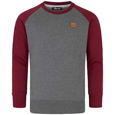 Abbildung von REPUBLIX Herren Basic College Sweatjacke Pullover Hoodie Sweatshirt R5040 Anthrazit/Bordeaux XL
