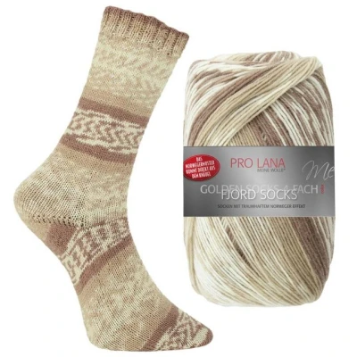 Abbildung von Unbekannt Pro Lana Fjord Socks 4 fädig Color 181 beige braun, Sockenwolle Norwegermuster musterbildend, 278477