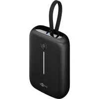 Abbildung von goobay Powerbank 10.000 mAh mit integriertem USB C Kabel 13 cm Quick Charge/Power Delivery und A für u.a. Samsung, Xiaomi, Lenovo, Huawei, Apple iPhone oder iPad / 76251