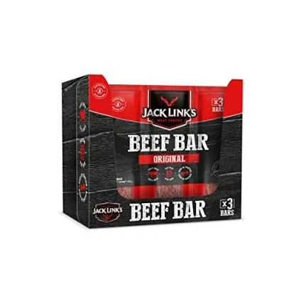 Abbildung von Jack Links Protein Riegel Beef Original 30er Pack (30 x 22,5 g) Low Carb Proteinriegel Eiweißriegel Bar Energieriegel Snack für unterwegs und im Gym, Fitness High