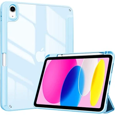 Abbildung von ProCase Hülle für ipad 10. Generation 2022 10,9 Zoll mit Stifthalter, Stoßfeste Smart Case Cover transparenter Rückseitenschale Schutzhülle Kompatibel 10th Gen Himmelblau