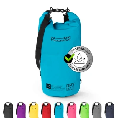 Abbildung von #DoYourOutdoor Where Tomorrow Dry Bag Tasche 20L hellblau Wasserdichter Rucksack Wasserfester Beutel &amp; Packsack Drybag ideal für Boot, Kajak, Angeln und Camping