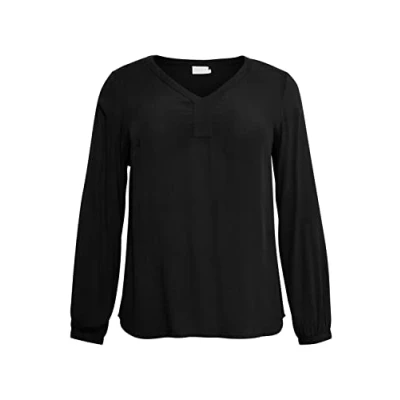 Abbildung von KAFFE CURVE Langarm Bluse KCami Damen V Ausschnitt Lassig Langarmshirt Große Größen Black deep 56
